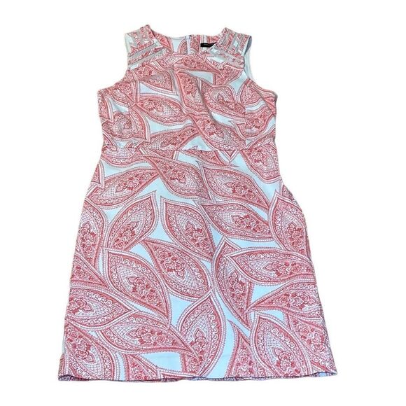 Banana Republic Sleeveless Dress, leaf pattern orange on white, Stretchy, 4 - Picture 1 of 9